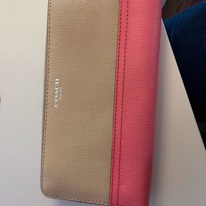 Coach pink and tan leather wallet